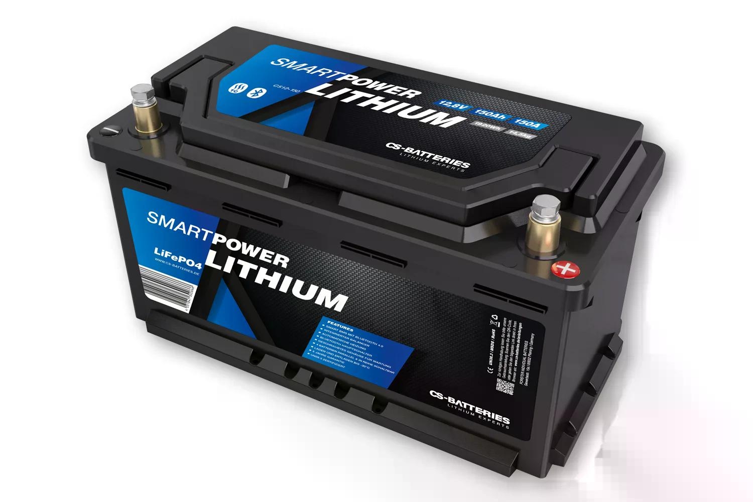 180Ah  12,8V  2304Wh  SMARTPOWER Lithium LiFePO4 Batteriemit Bluetooth 5.0  integriertem150A-300A BMS  Heizung
