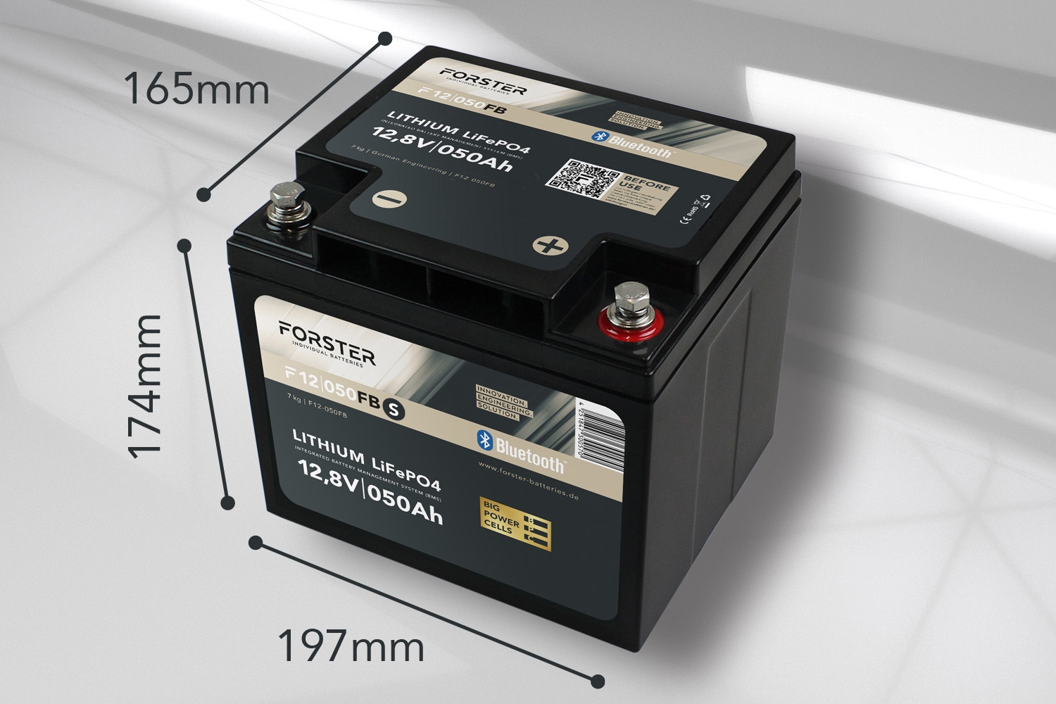 12,8V Lithium 50Ah LiFePO4 Standard Batterie  50A-BMS  Smart Bluetooth  512Wh