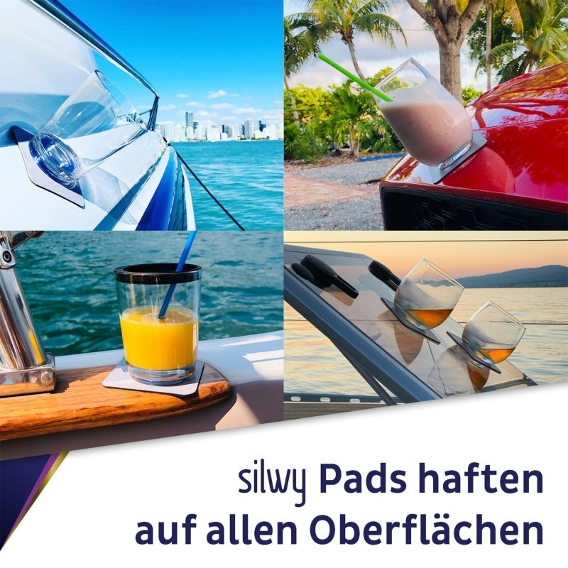 silwy Magnet-Kristallgläser für Sekt oder Champagner mit Metall-Nano-Gel-Pads (schwarz), 2er Set