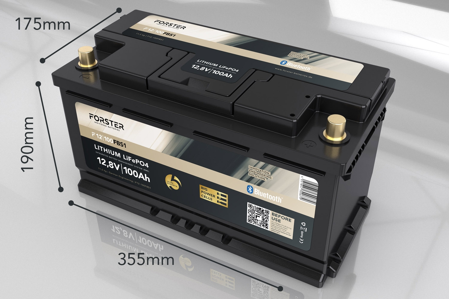 12,8V Lithium 100Ah LiFePO4 Standard Batterie  150A-BMS  Smart Bluetooth  Ducato Ford PSA   1024Wh