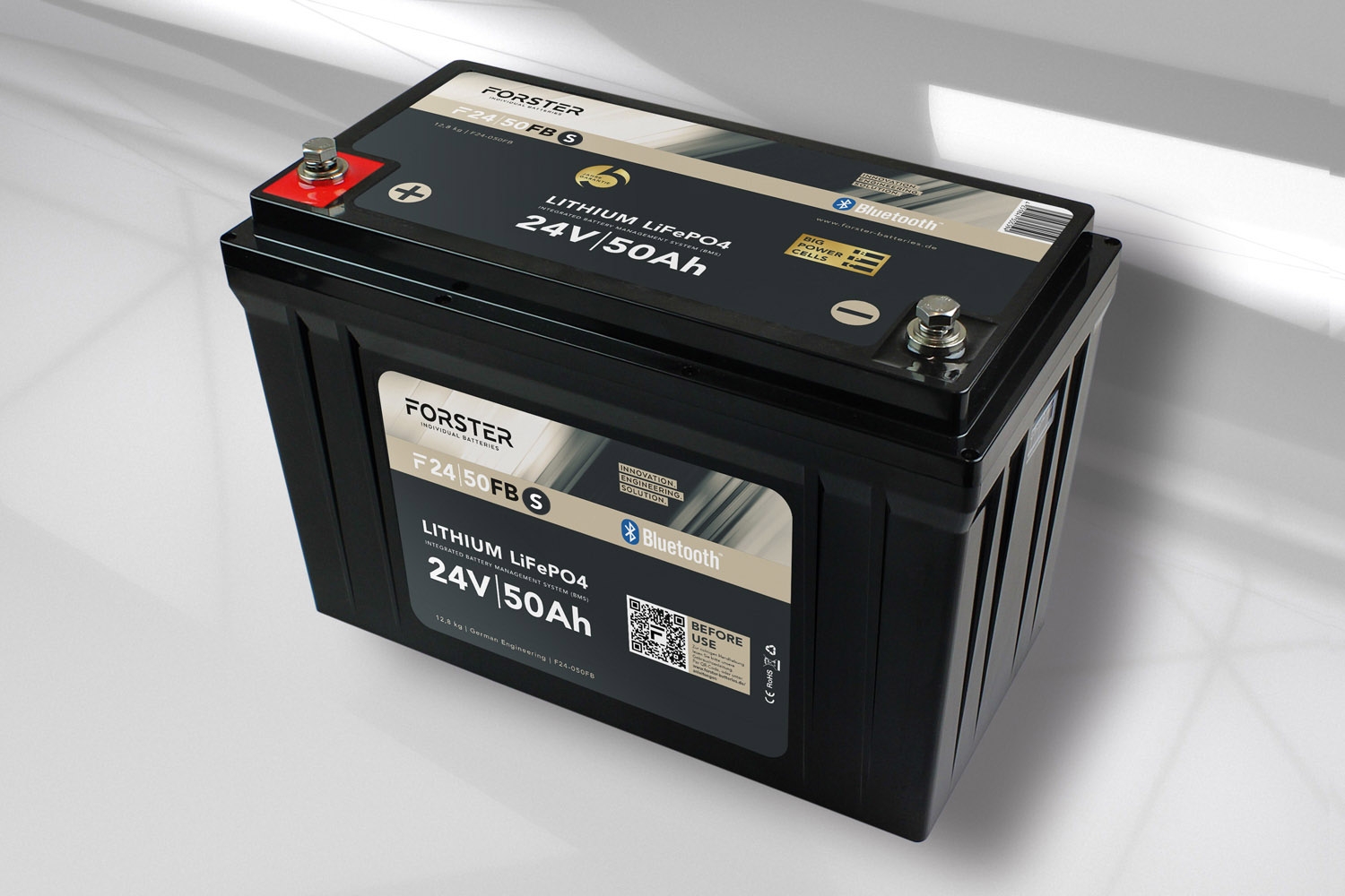 25,6V Lithium 50Ah LiFePO4 Standard Batterie  50A-BMS  Smart Bluetooth  1280Wh