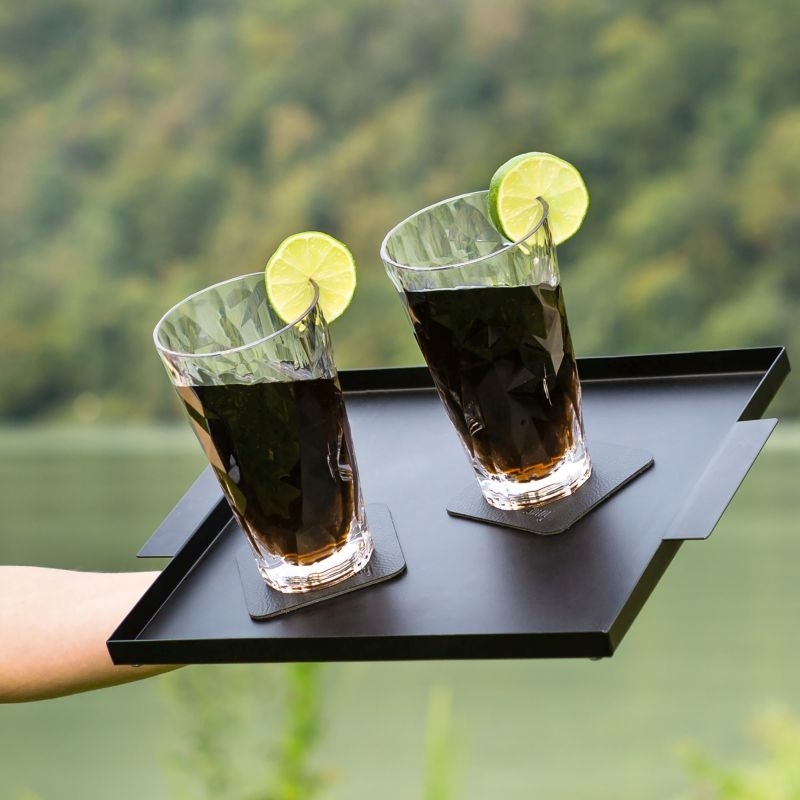 silwy Magnet-Kunststoffgläser Longdrink, Clear, hightech, mit Metall-Nano-Gel-Pads (schwarz), 6er Set