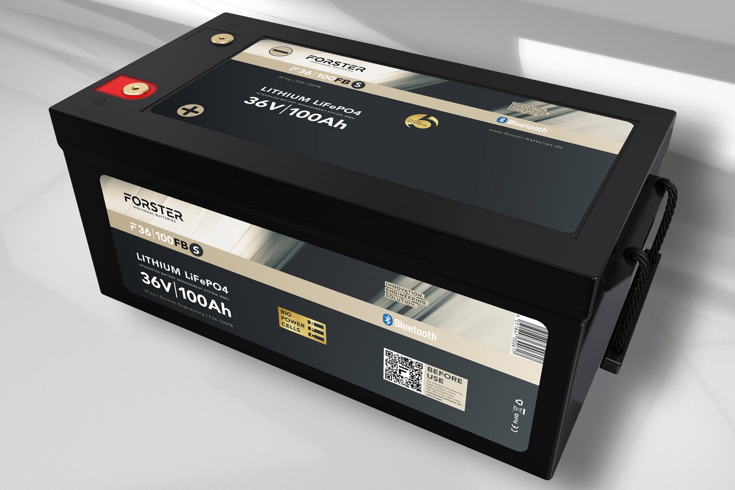 38,4V Lithium 100Ah LiFePO4 Standard Batterie  100A-BMS  Smart Bluetooth  3840Wh