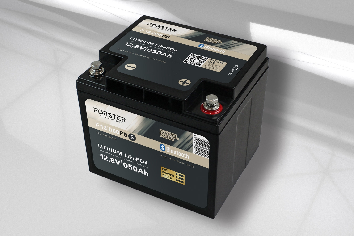 12,8V Lithium 50Ah LiFePO4 Standard Batterie  50A-BMS  Smart Bluetooth  512Wh