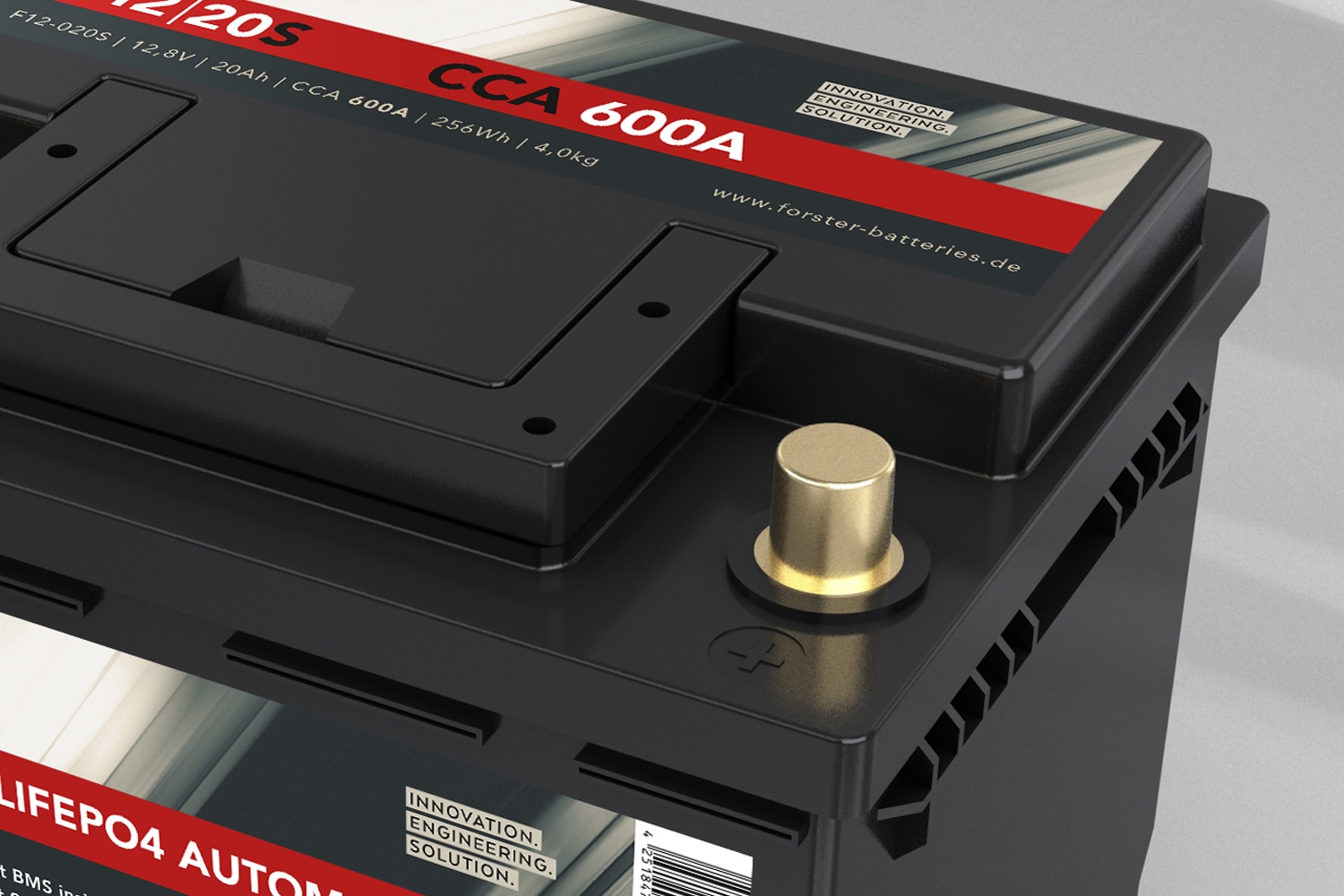 12.8V | 20Ah | LiFePO4 | Heavy Duty Automotive Lithium Batterie |   600A | 240 x 174 x 190mm | ~4,3kg | Pb-eq 45Ah