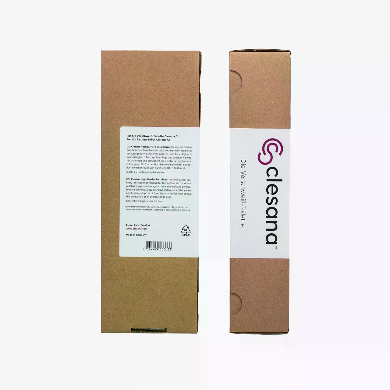 Hochbarriere-Folienliner - 2er Pack Nachfüllfolien für Verschweißtoilette Clesana C1