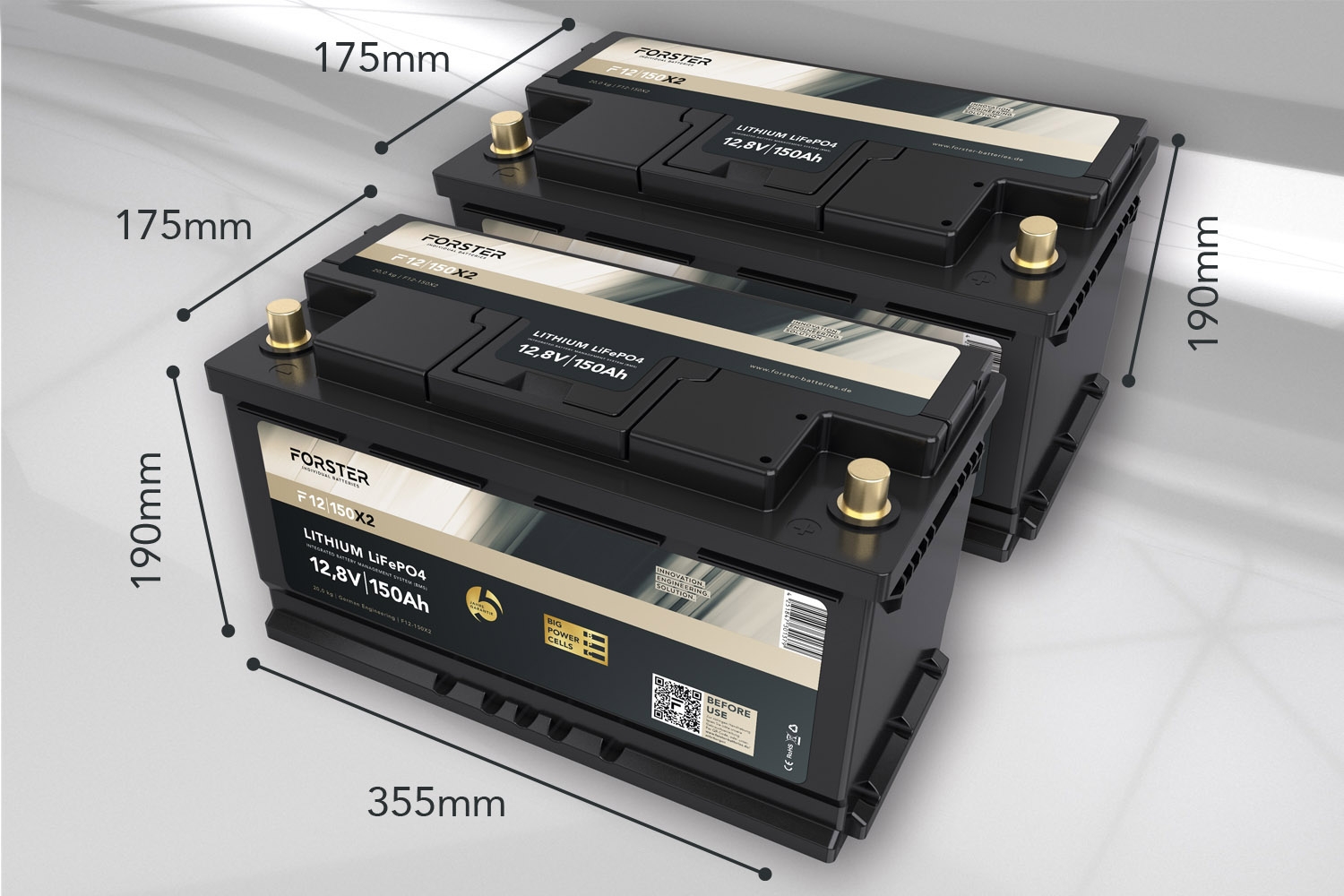 12,8V Lithium 300Ah LiFePO4 Premium Batterie  400A-BMS-2.0  3840Wh  IP67