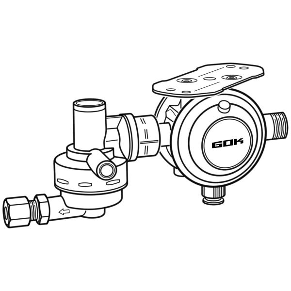 GOK Caramatic DriveOne Horizontal 30 mbar RVS 10/8 Gasdruckregler für die Deckenmontage
