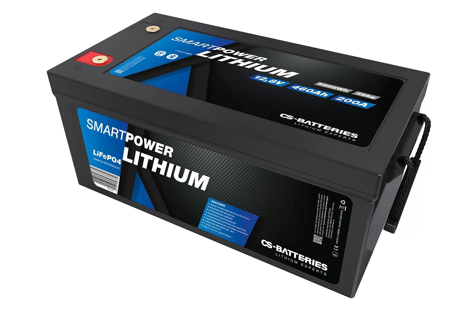 460Ah  12,8V  5888Wh  SMART POWER Lithium LiFePO4 Batterie mit Bluetooth 5.0  integriertem 200A-400A BMS  Heizung