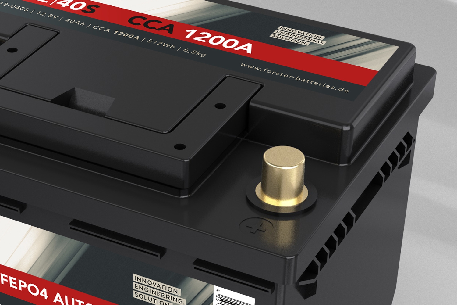 12.8V | 40Ah | LiFePO4 | Heavy Duty Automotive Lithium Batterie | 1200A | 240 x 174 x 190mm | ~7,2kg | Pb-eq 90Ah