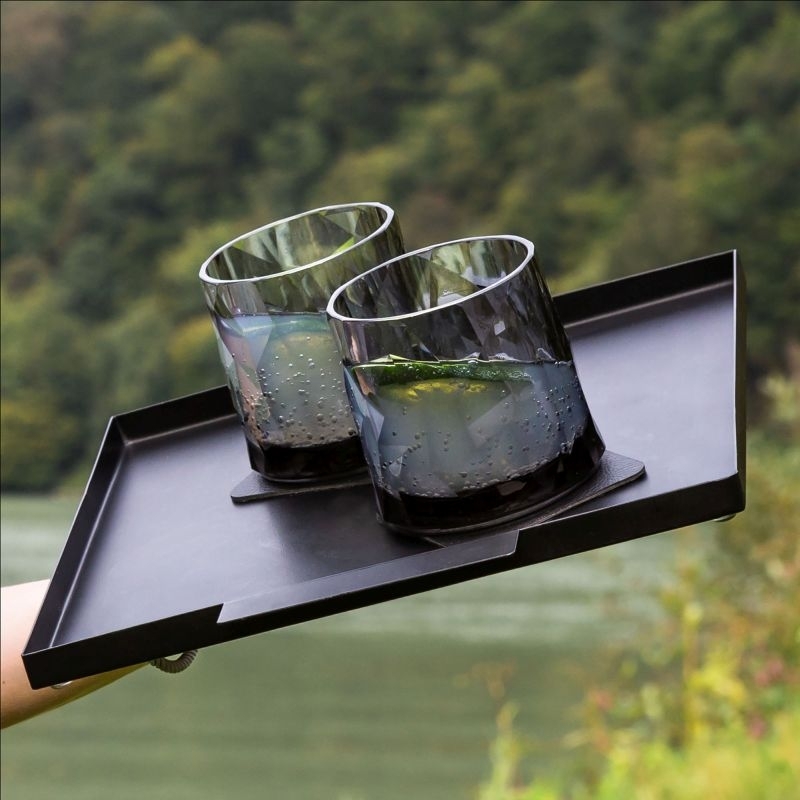 silwy Magnet-Kunststoffgläser Tumbler Grey, hightech, mit Metall-Nano-Gel-Pads (schwarz), 6er Set