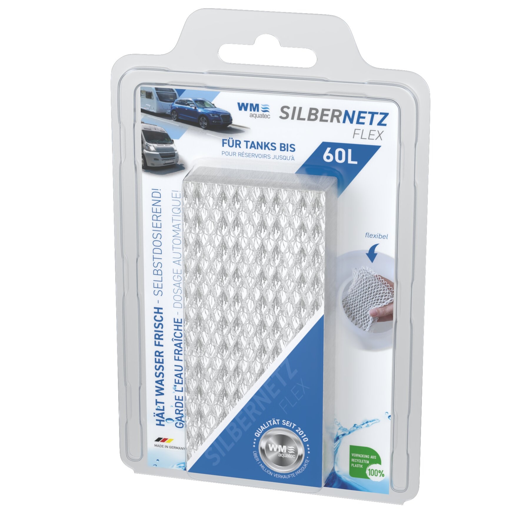 wm aquatec Silbernetz flex – Wasserkonservierung für 60‑Liter‑Tanks
